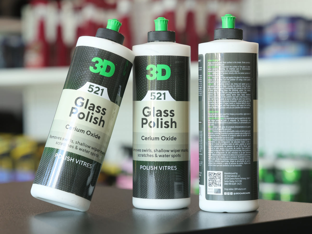 3D Glass Polish - Cerium Oxide Based Polish Helps to Remove Swirls,  Scratches, Wiper Marks & Water Spots from Tarnished Car Windows & Glass 