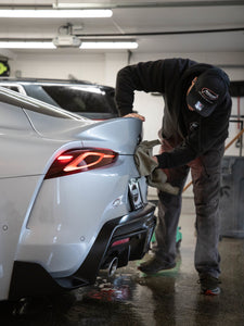 Wiping the back end of a 2020 Toyota Supra
